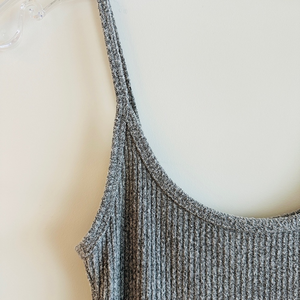 Aritzia Silver-Grey Ribbed Midi Slip Dress - Picture 3 of 8